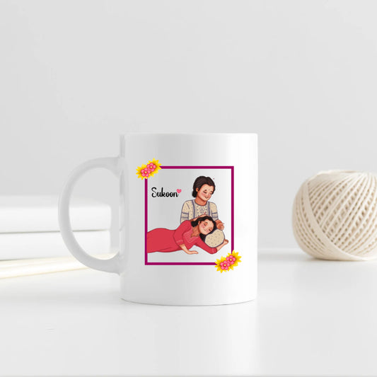 Sukoon With Cute Illustration Mom & Daughter Ceramic Coffee Mug for Mother | Mother's Day Gift