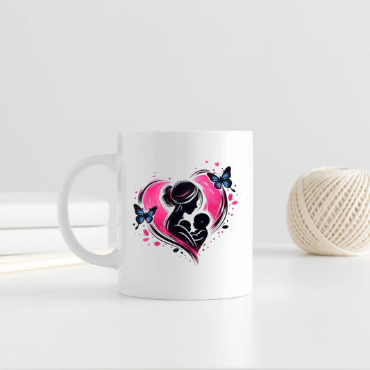 Cute Butterfly Mother Illustration Ceramic Coffee Mug for Mother | Mother's Day Gift